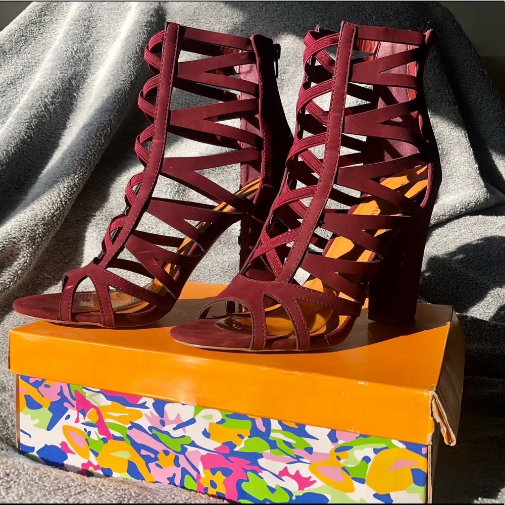 Burgundy Cut-Out Heels, Shoe Republic LA